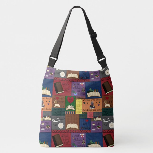 Book Addict Collage Crossbody Bag (Front)