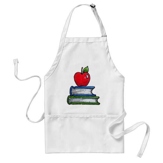 Book and apple adult apron (Front)
