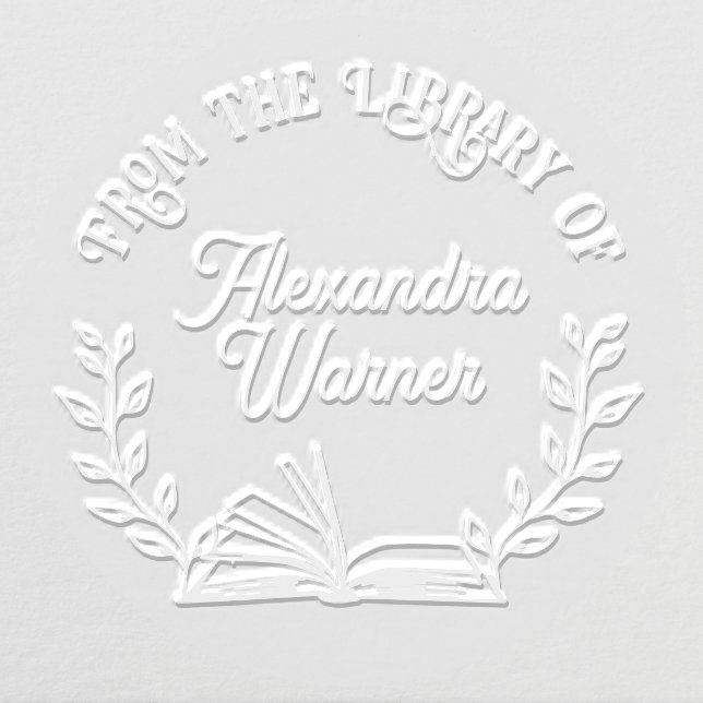 Book and Botanical Branches #1 Library Script Name Embosser (Design)