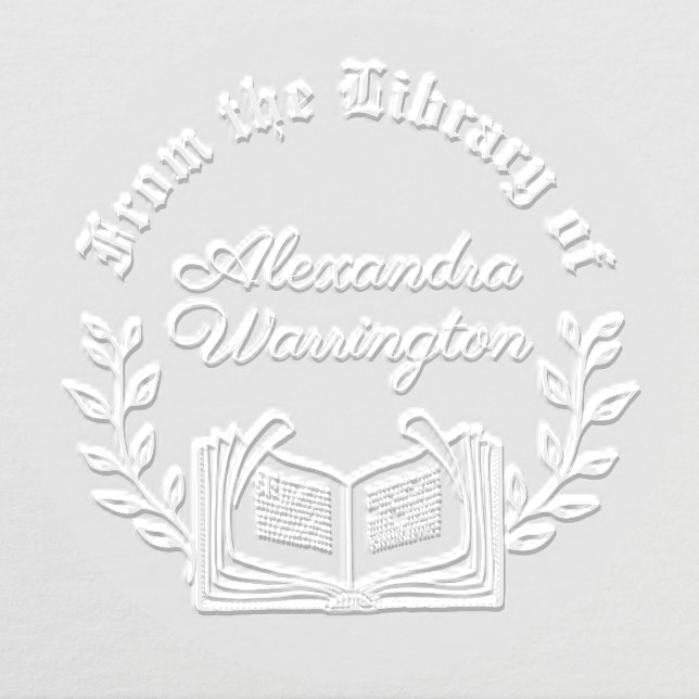 Book and Botanical Branches #3 Library Script Name Embosser (Design)