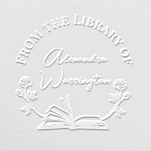 Book and Botanical Roses  1 Library Script Name Embosser