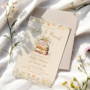 Book and Brunch Floral Bridal Shower Invitation