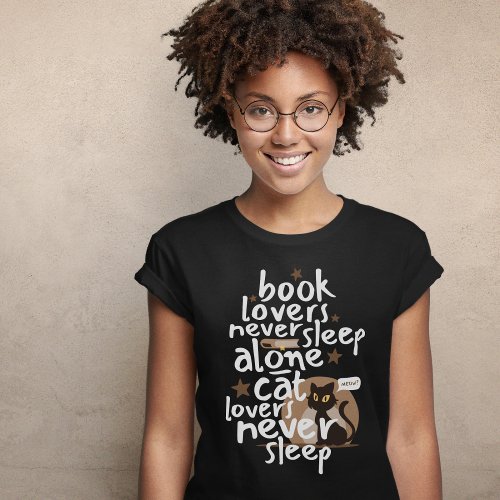 Book and Cat Lovers Sleep Funny T_Shirt