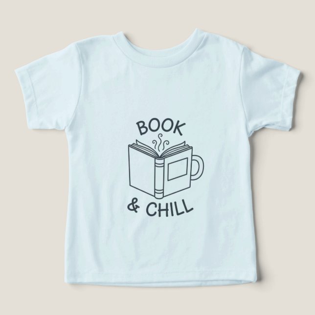 Book and Chill Minimal Line Art T-Shirt  Toddler T-shirt (Design Front)