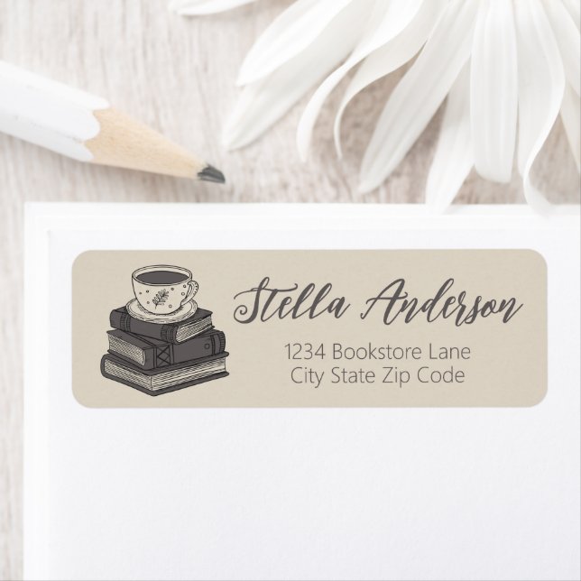 Book and Coffee  Return Address Label (Insitu)