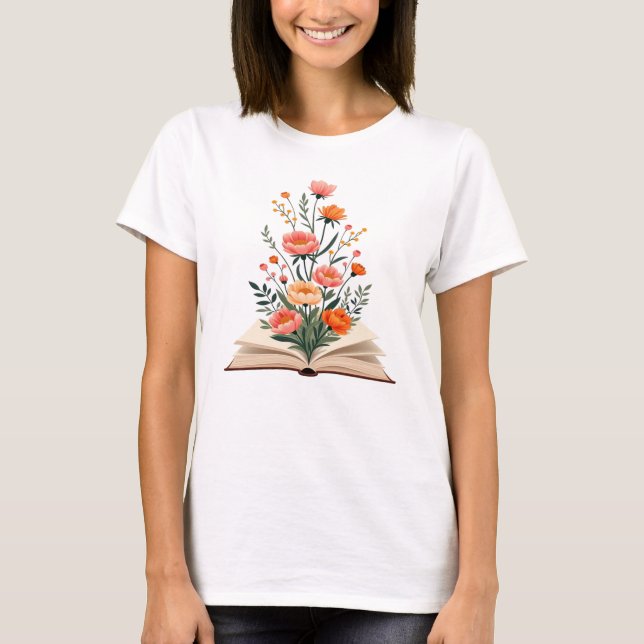 book and flowers T-Shirt (Front)
