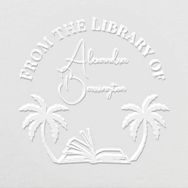 Book and Palm Trees #1 Library Script Name Embosser (Design)