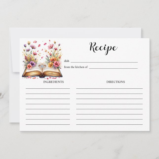 Book and Ring Theme Elegant Recipe Card (Front)