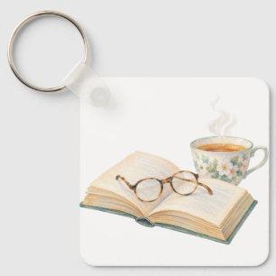 Book and Tea by the Window Keychain