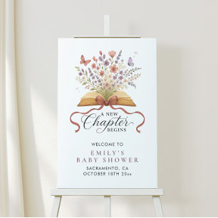 Book And Wildflower Baby Shower Welcome Sign