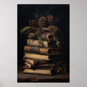 Book Art Still Life Painting Christmas Poster