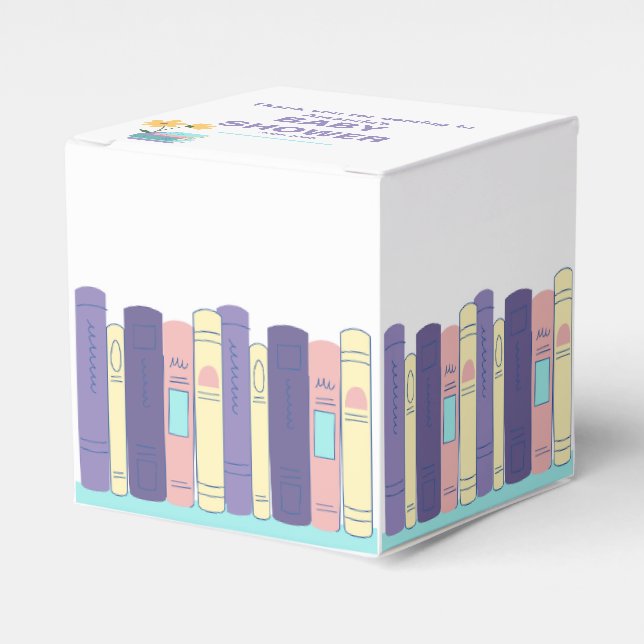 Book Baby Shower, Brunch and Books, Gender Neutral Favor Boxes (Front Side)
