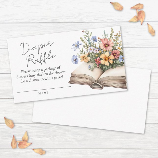 Book Baby Shower Diaper Raffle Enclosure Card (Floral Book Baby Shower Diaper Raffle Enclosure Card)
