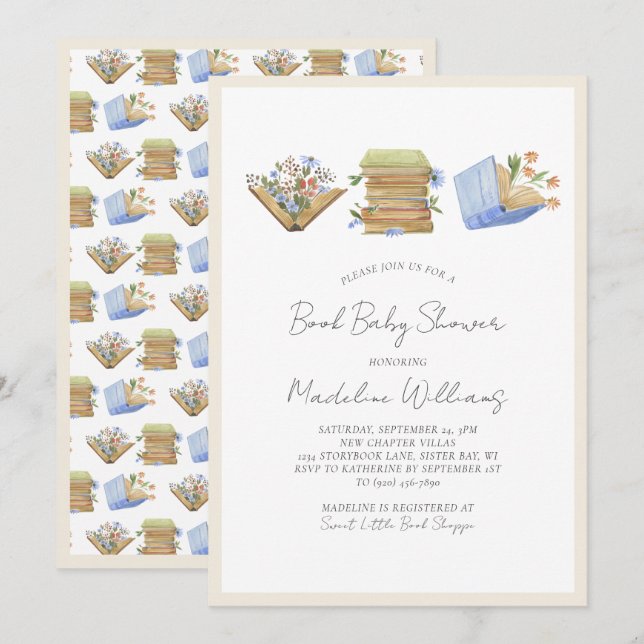 Book Baby Shower  Invitation (Front/Back)