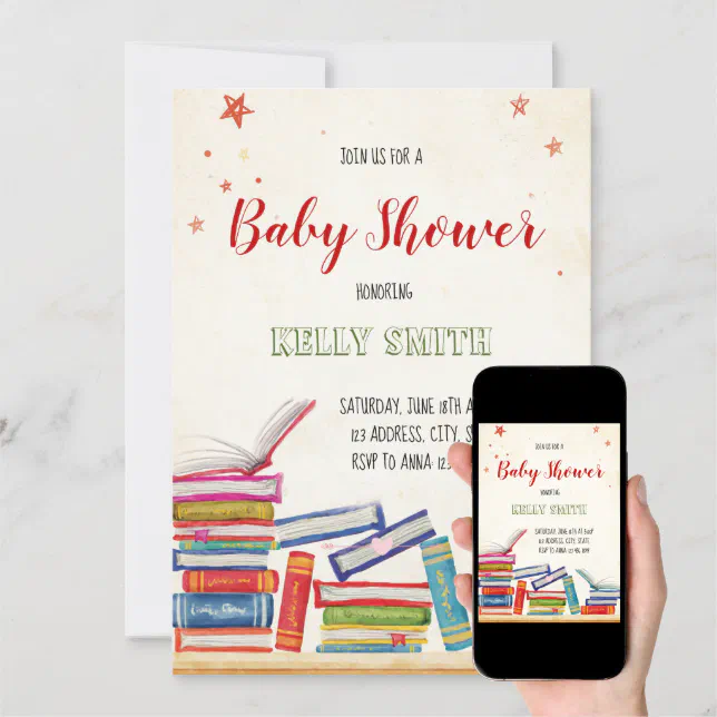 Book baby shower invitation | Zazzle