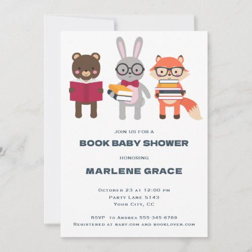 Book baby shower invitation