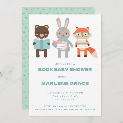 Book baby shower invitation