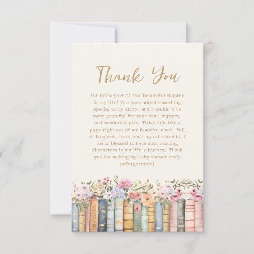 Book Baby Shower Thank You Card