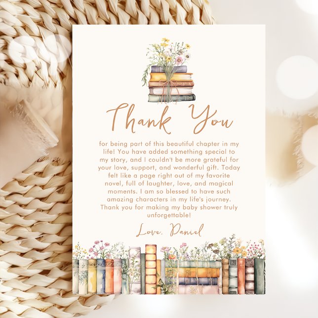 Book Baby Shower Thank You Card (Creator Uploaded)