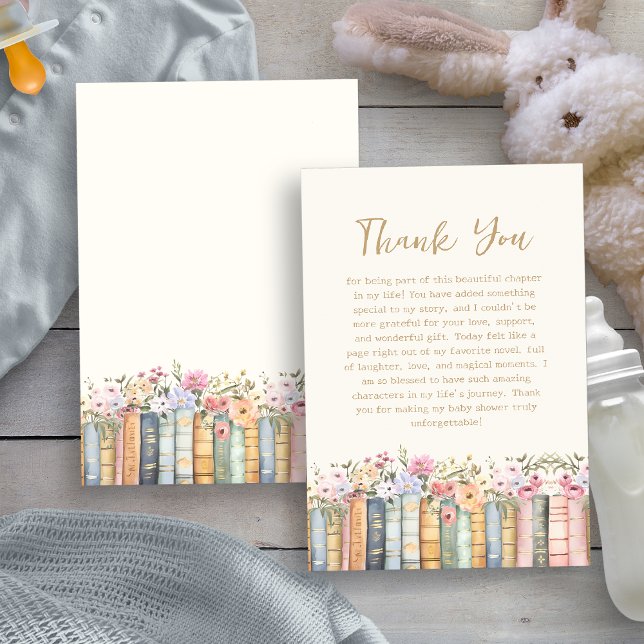 Book Baby Shower Thank You Card (Elegant Floral Book Baby Shower Thank You Card by Painted Paperie
)