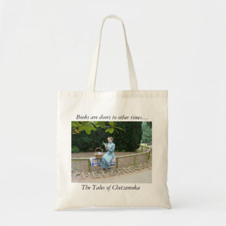 Book bag with lady reading