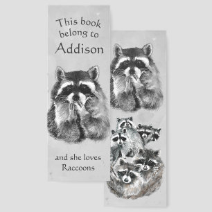 Book Belong to Custom Name Loves Raccoons Bookmarks