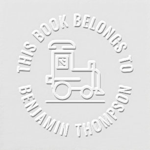 Book Belongs to Name Train Motif Embosser