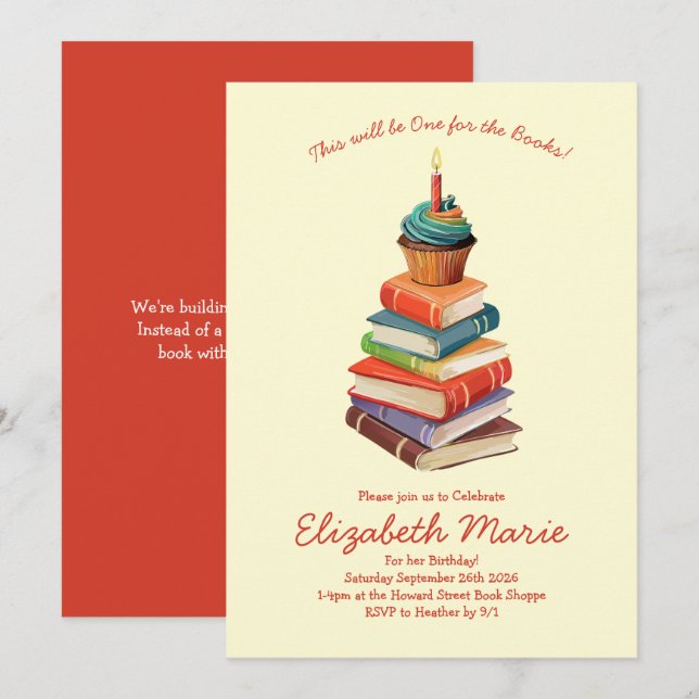 Book Birthday Party Kids Reading Invitation (Front/Back)