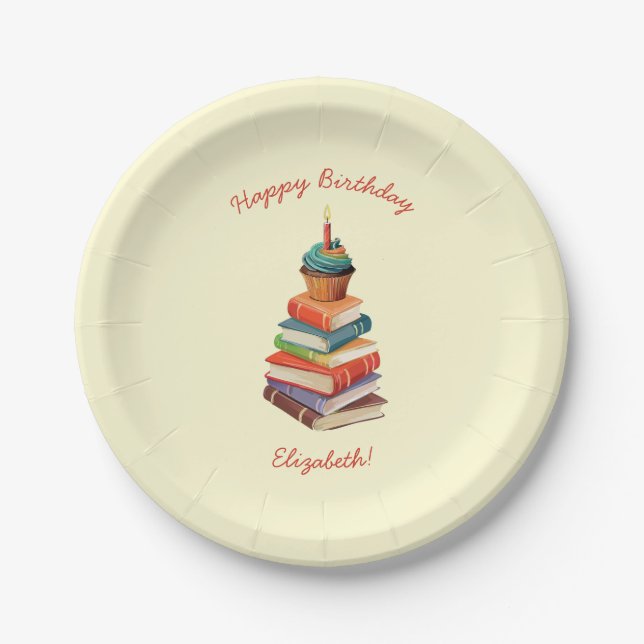 Book Birthday Party Kids Reading Paper Plates (Front)