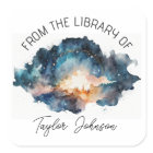 Book bookplate starry celestial night sky wood