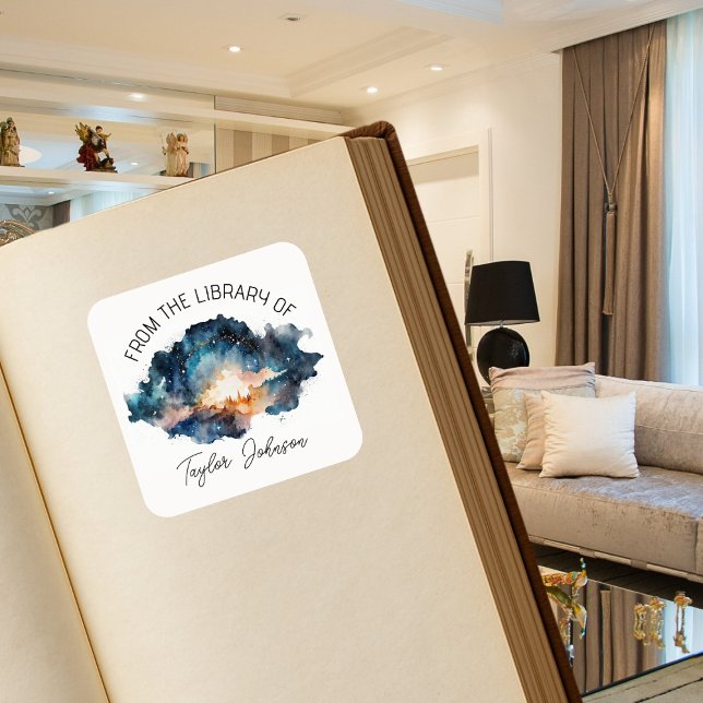 Book bookplate starry celestial night sky wood (Creator Uploaded)