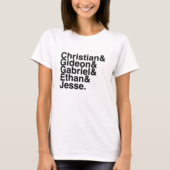 Book Boyfriend- Christian, Gideon, Gabriel, Ethan, T-Shirt (Front)