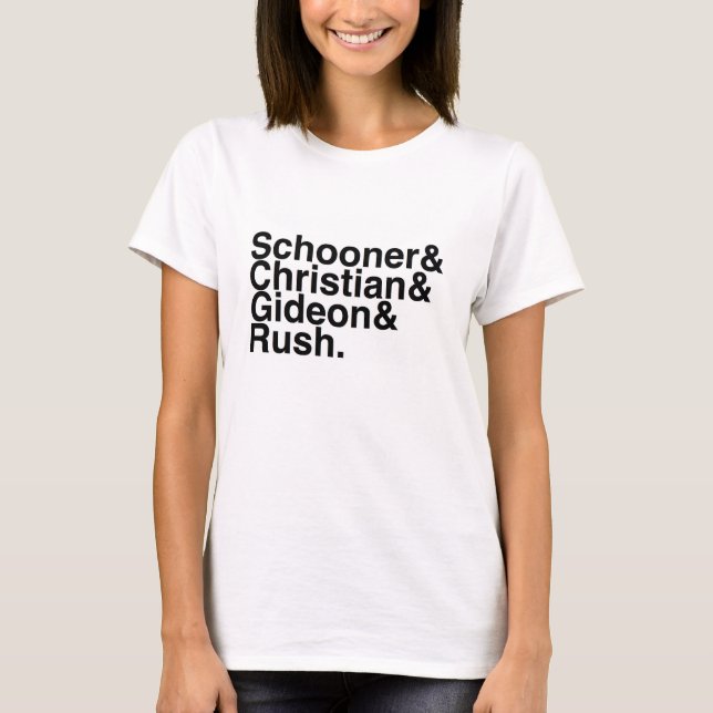 Book Boyfriend- Schooner, Christian, Gideon, Rush T-Shirt (Front)