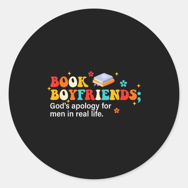 Book Boyfriends Definition Design  Classic Round Sticker (Front)