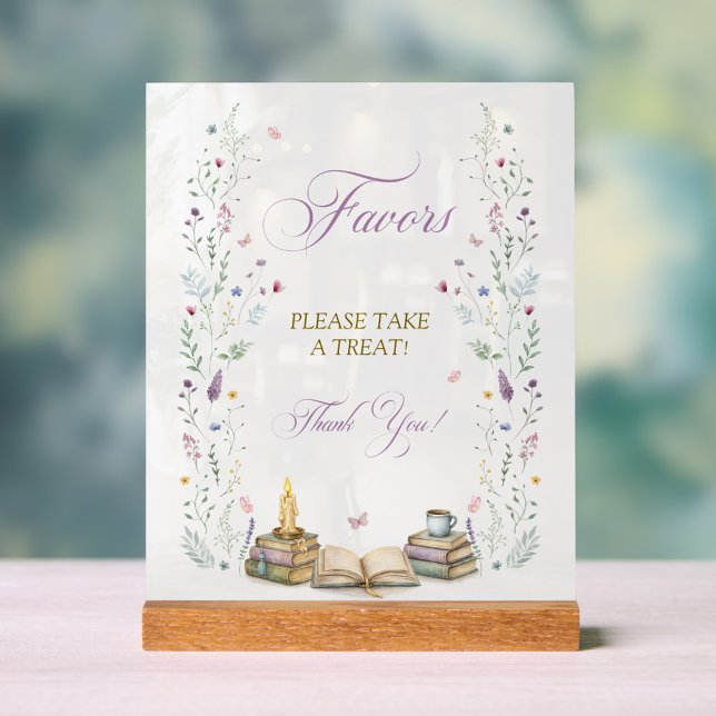 Book Bridal Shower Favors Acrylic Sign (Creator Uploaded)