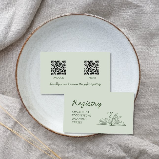 Book Bridal Shower Gift Registry QR Code Enclosure Card (Book Bridal Shower Gift Registry QR Code Enclosure Card)