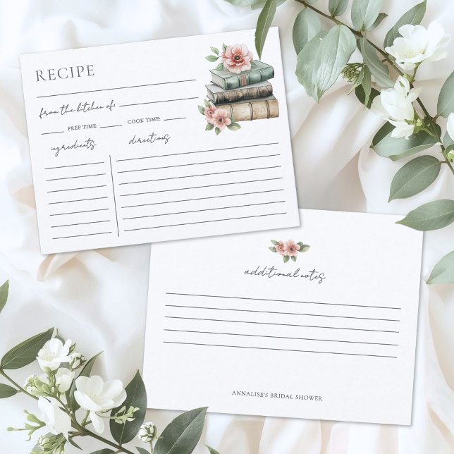 Book Bridal Shower Recipe Request Card (Book Bridal Shower Recipe Request Card)