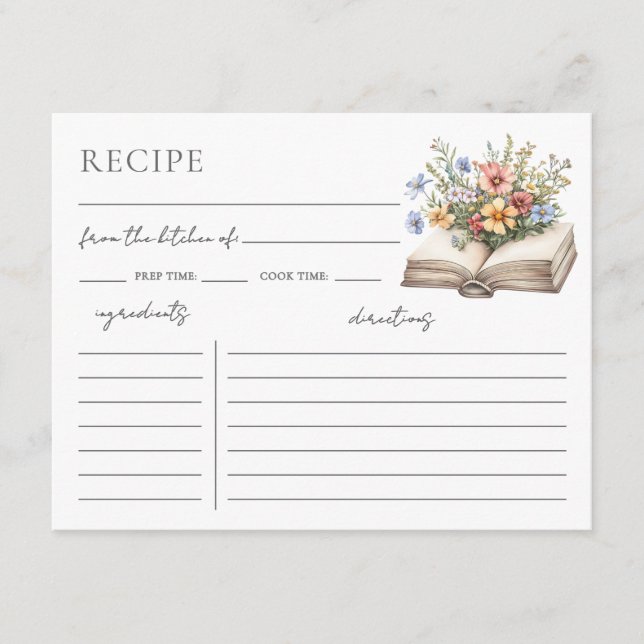 Book Bridal Shower Recipe Request Card (Front)