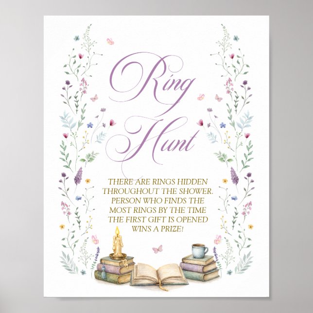 Book Bridal Shower Ring Hunt Game Poster (Front)