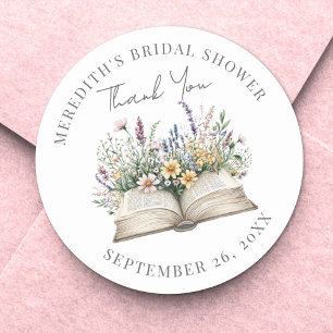Book Bridal Shower Thank You Classic Round Sticker