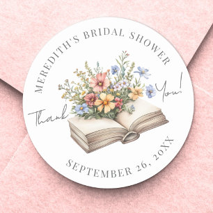 Book Bridal Shower Thank You Classic Round Sticker