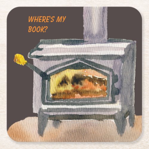 Book by the Fire Square Paper Coaster