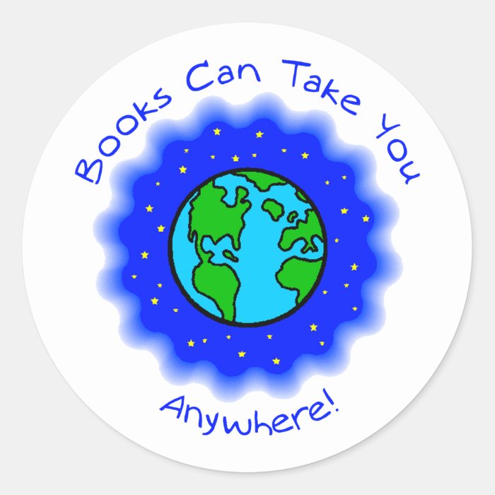 Book Can Take You Round Stickers, 2 sizes