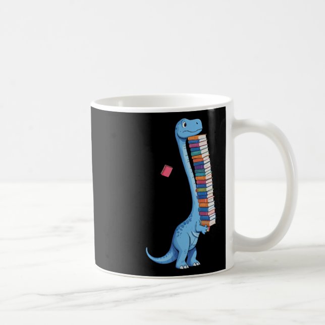 Book Carrying Dinosaur Reading Dino  Coffee Mug (Right)