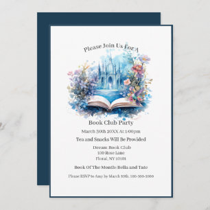 Book Castle Floral Book Club Invitation