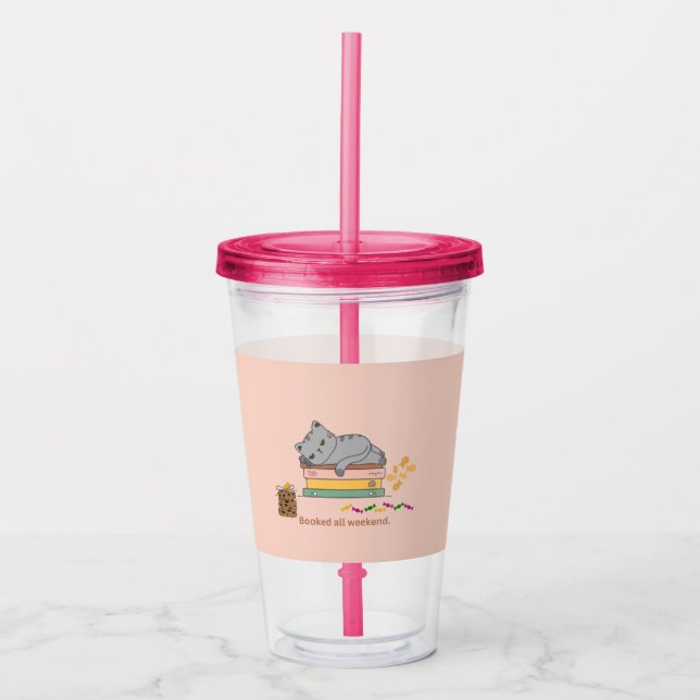 Book Cat Acrylic Tumbler (Front)