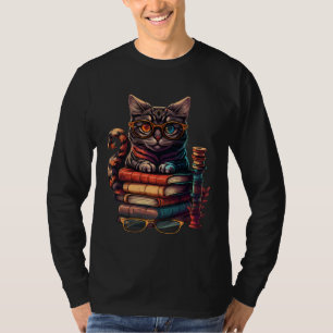 Book  Cat fan and Bookworm Cats and Books T-Shirt