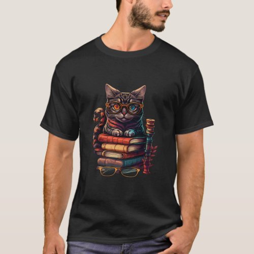 Book  Cat fan and Bookworm Cats and Books  T_Shirt