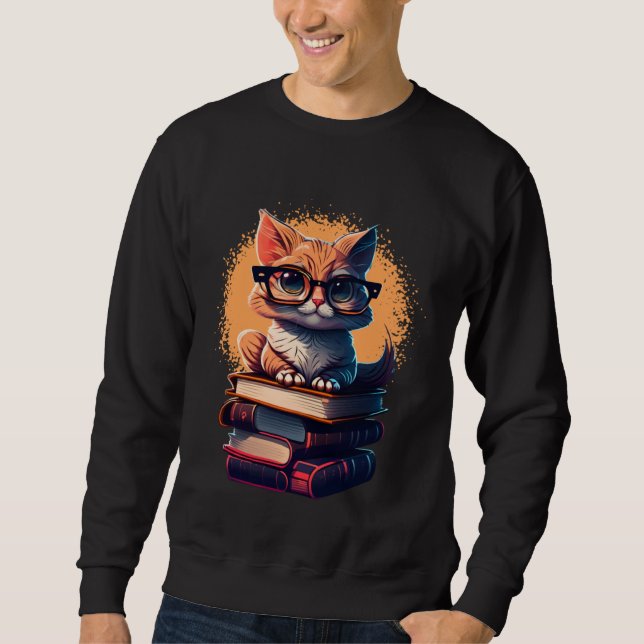 Book  Cat fan bookworm Cats and Books  1 Sweatshirt (Front)