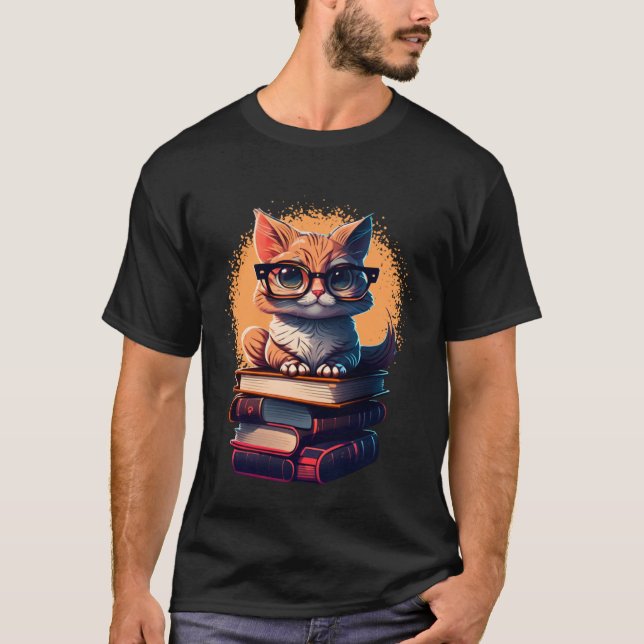 Book  Cat fan bookworm Cats and Books  1 T-Shirt (Front)